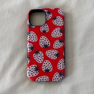 Casley iPhone 15 Case Strawberry I’d Pick You Pattern Red Bold MagSafe